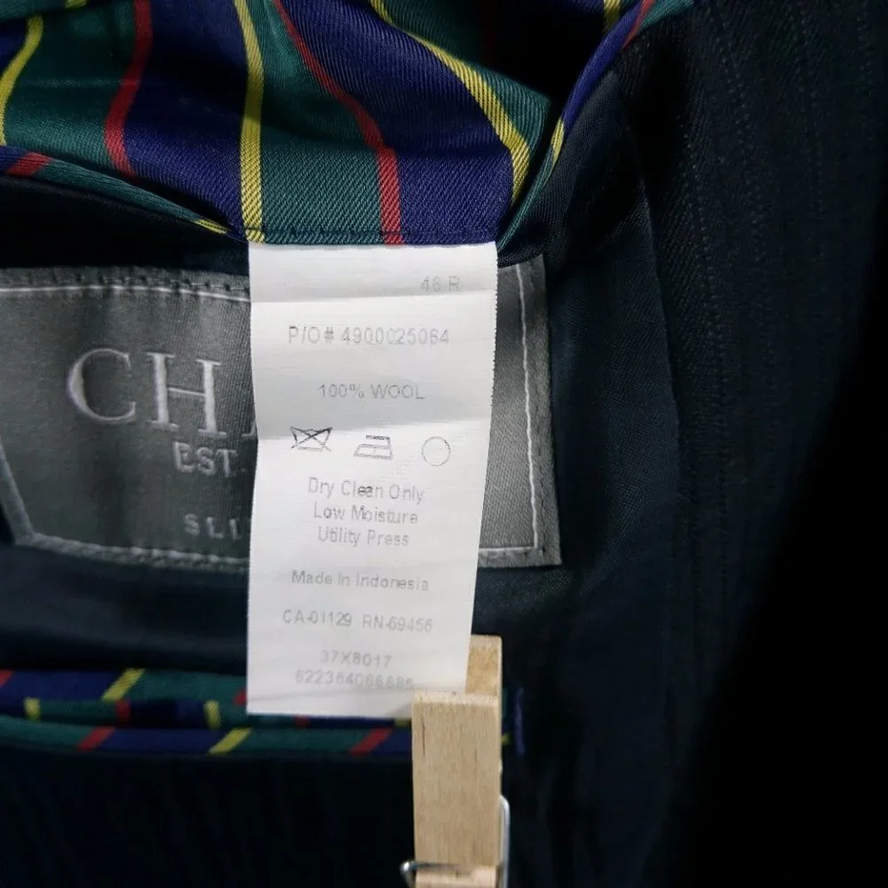 Chaps Slim Fit 46R Black Striped Suit Blazer Sport